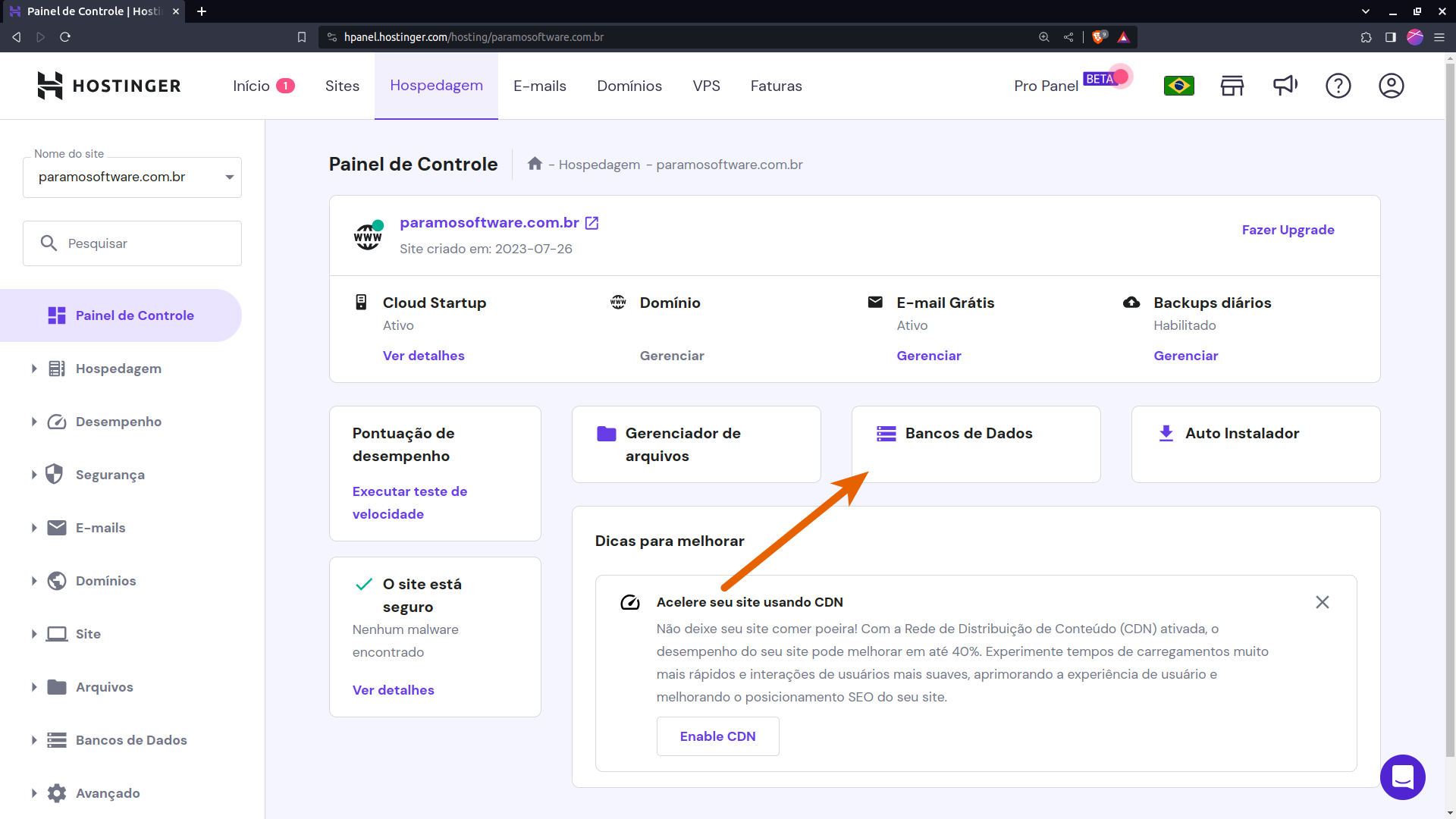 Painel de controle